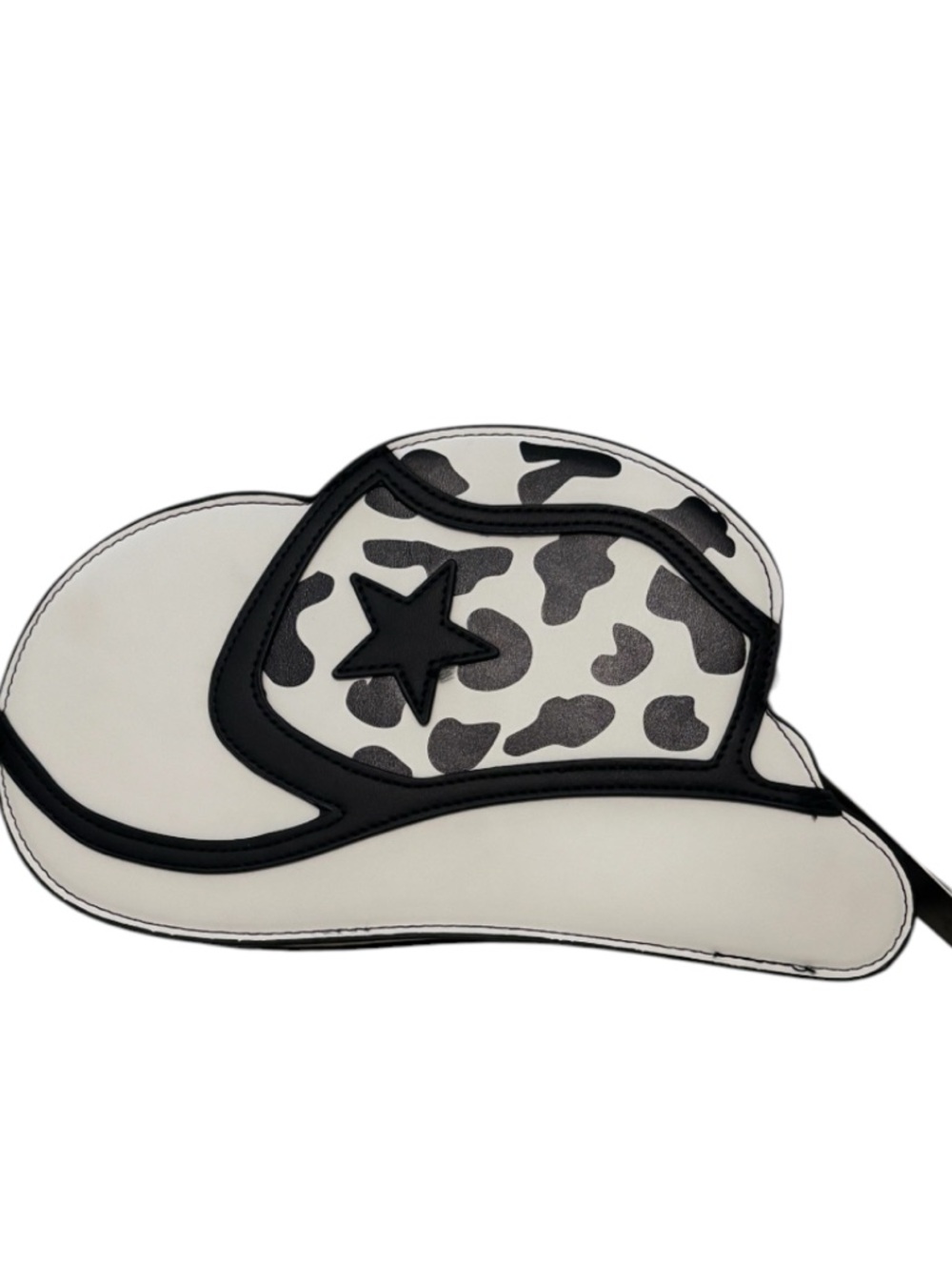 White and Black Cowboy Novelty Hat-Shaped Crossbody Bag